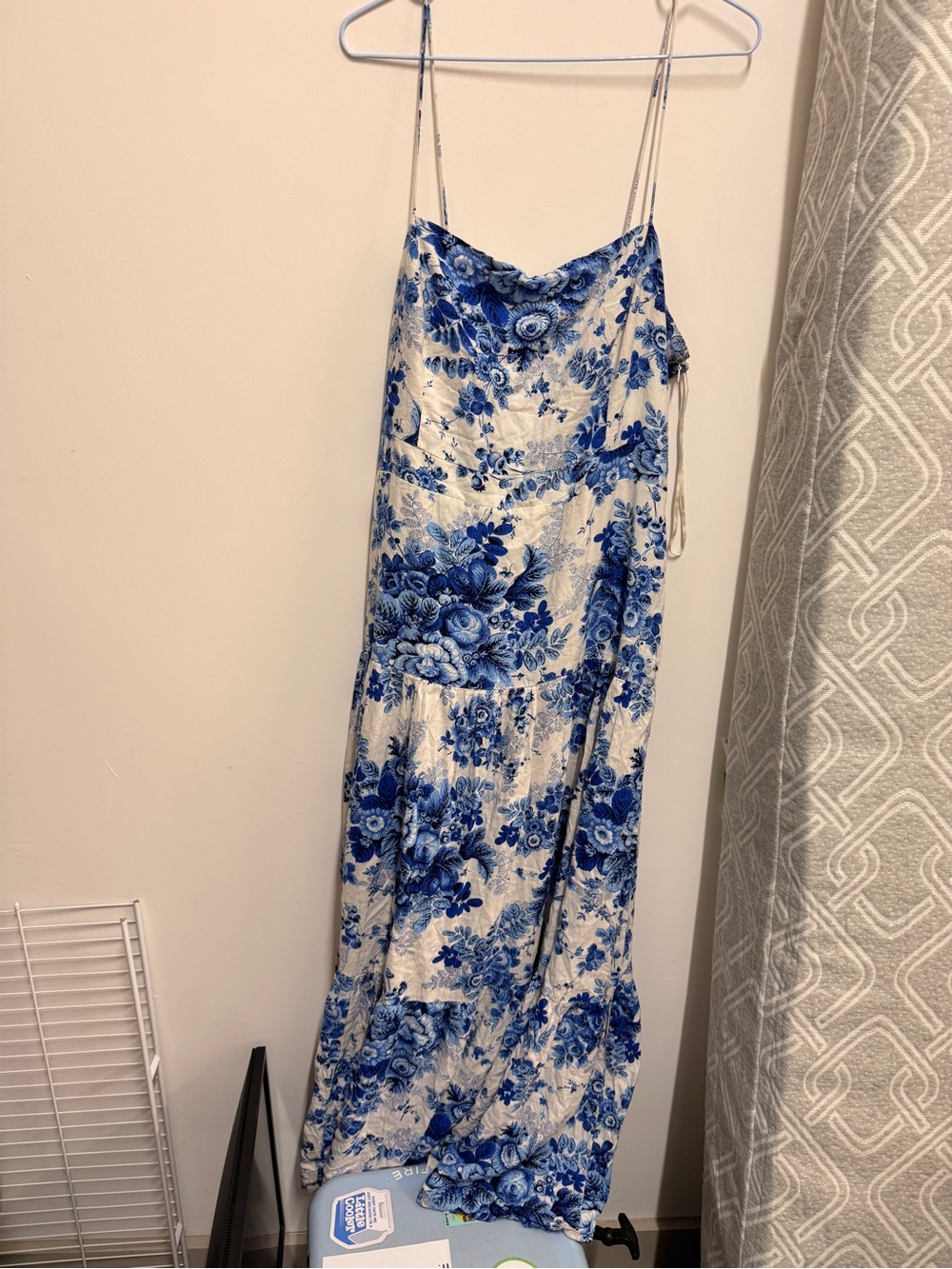 Maeve Blue and White Floral Slip Maxi Dress